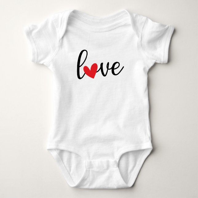 Love with Red Heart, Pretty Simple Design  Baby Bodysuit (Front)