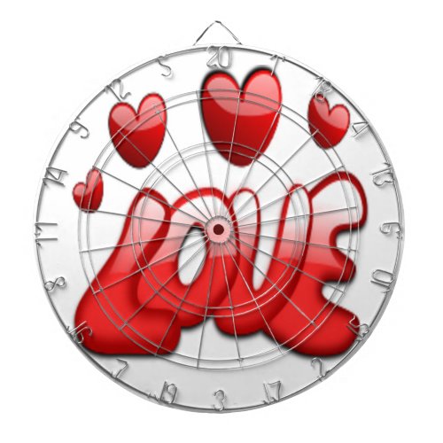 LOVE WITH RED HEARTS DARTBOARD