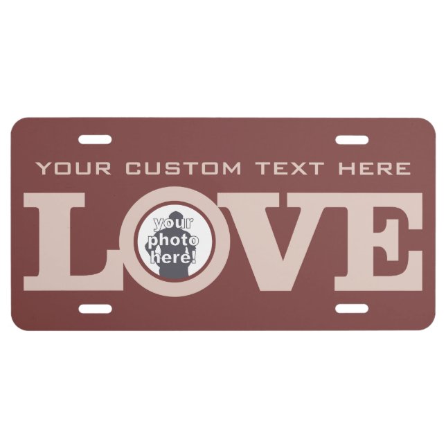 LOVE with YOUR PHOTO custom license plate (Front)