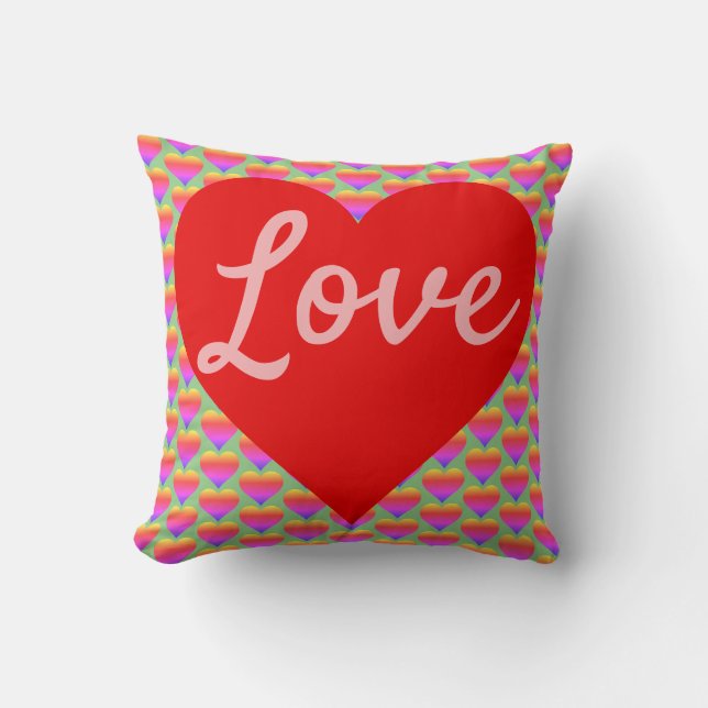 Love Within a Red  Heart Throw Pillow (Front)