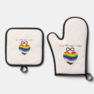 Love Without Limits – Rainbow Heart with Infinity Oven Mitt & Pot Holder Set