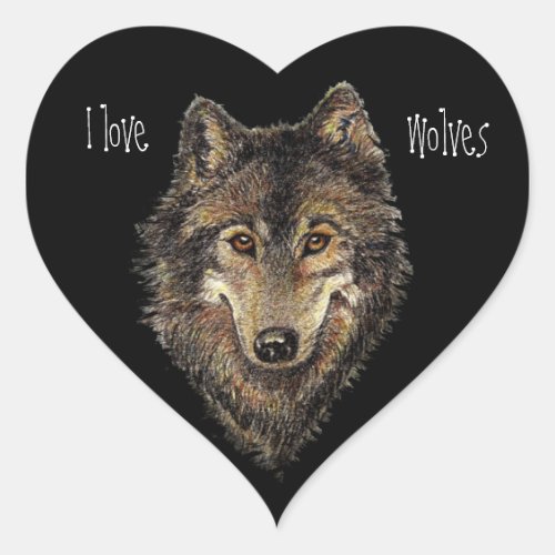 Love Wolves Quote  Watercolor Animal Nature Heart Sticker