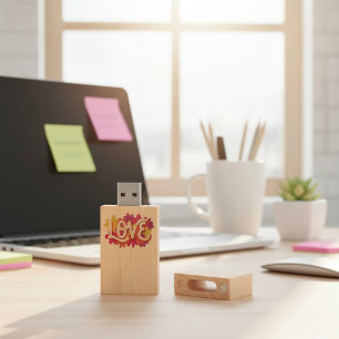LOVE Wood Flash Drive