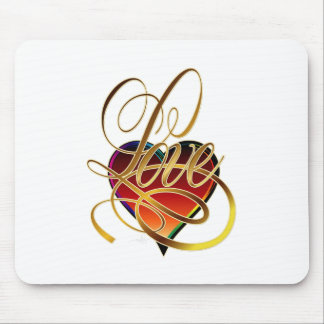 Love Word and Heart Mouse Pad