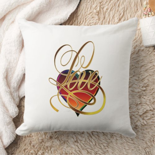 Love Word and Heart Throw Pillow