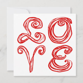 LOVE Word Art Fabric Font Red Letters  Card