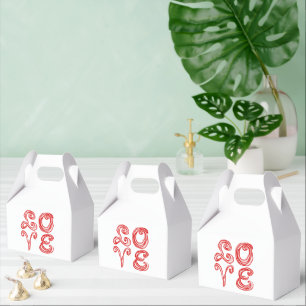LOVE Word Art Fabric Font Red Letters Favor Boxes