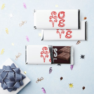 LOVE Word Art Fabric Font Red Letters Hershey Bar Favors