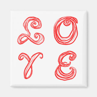 LOVE word art fabric font red letters Magnet