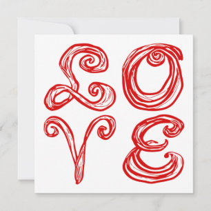 LOVE Word Art Fabric Font Red Letters  Note Card