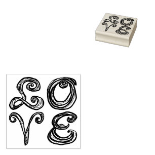 LOVE word art fabric font red letters Rubber Stamp