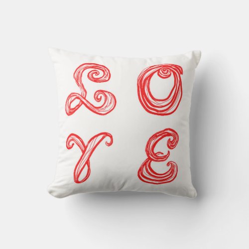 LOVE word art fabric font red letters Throw Pillow