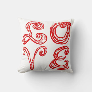 LOVE Word Art Fabric Font Red Letters Throw Pillow