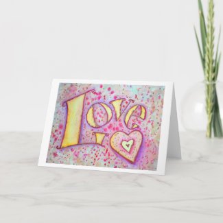 Love Word Art Greeting Card or Note Cards