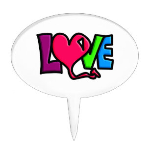 Love Word Art Typography Cake Topper