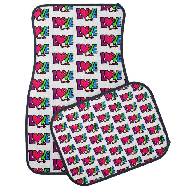 Love Word Art Typography Car Floor Mat (Set)