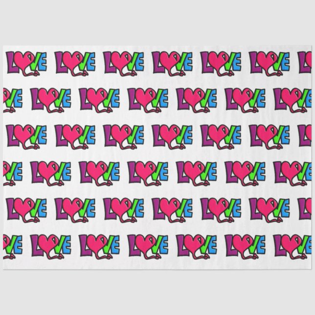 Love Word Art Typography Tissue Paper (Front)