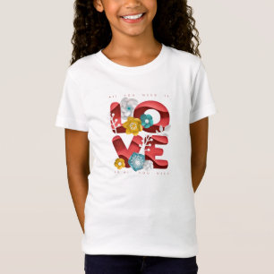 Love Word & Blossoms In Realistic Paper Art T-Shirt