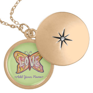 Love Word Green Butterfly Custom Name Lockets