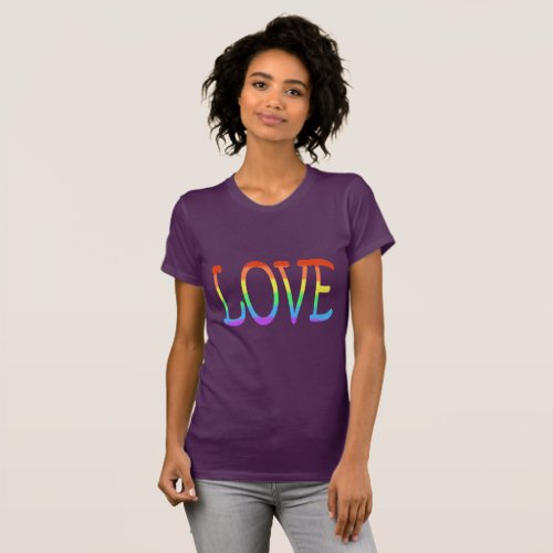 Love Word in Rainbow Colored Letters Tee Shirts