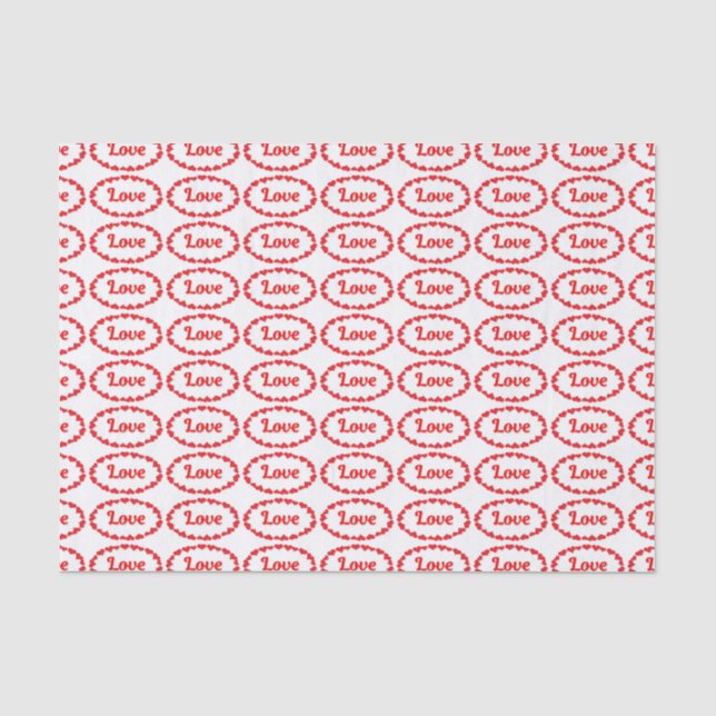 Love Word in Red and White Ovals Pattern  Tissue Paper (Front)