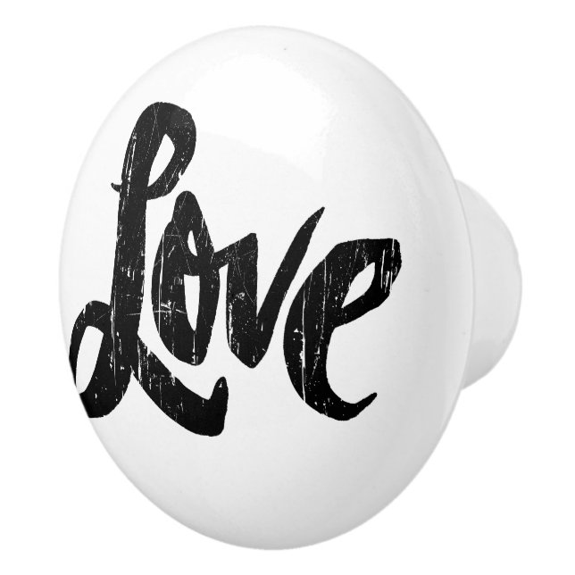 LOVE Word Lettering Hippie Calligraphy Valentine C Ceramic Knob (Right)