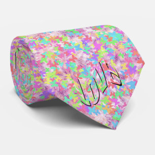 Love Word On Pastel Butterflies, Neck Tie
