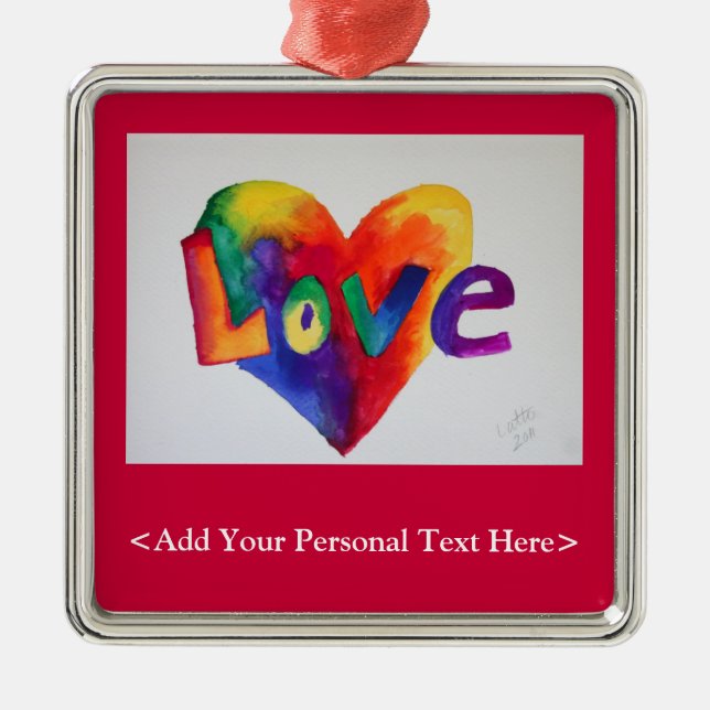 Love Word Ornament with Customized Text Option (Front)