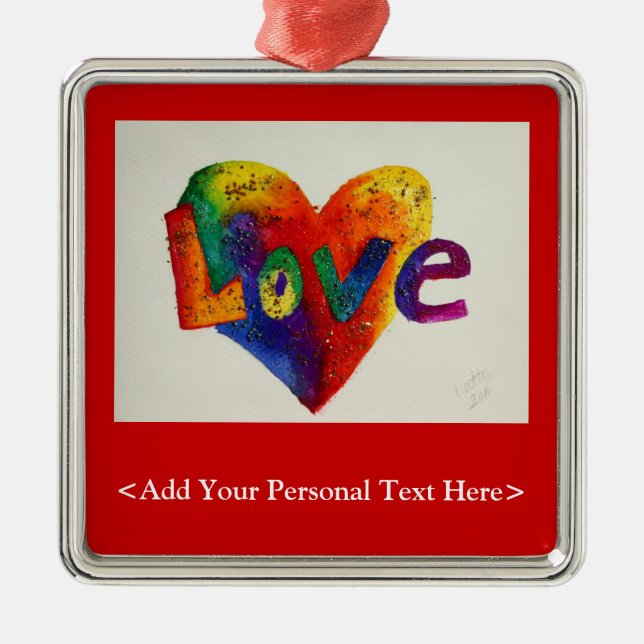 Love Word Ornament with Customized Text Option (Front)