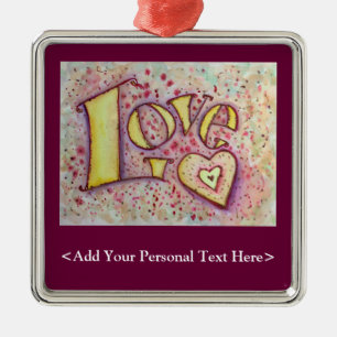 Love Word Ornament with Customized Text Option