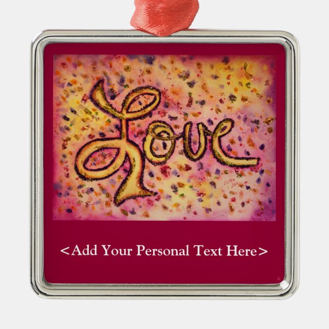 Love Word Ornament with Customized Text Option (Front)
