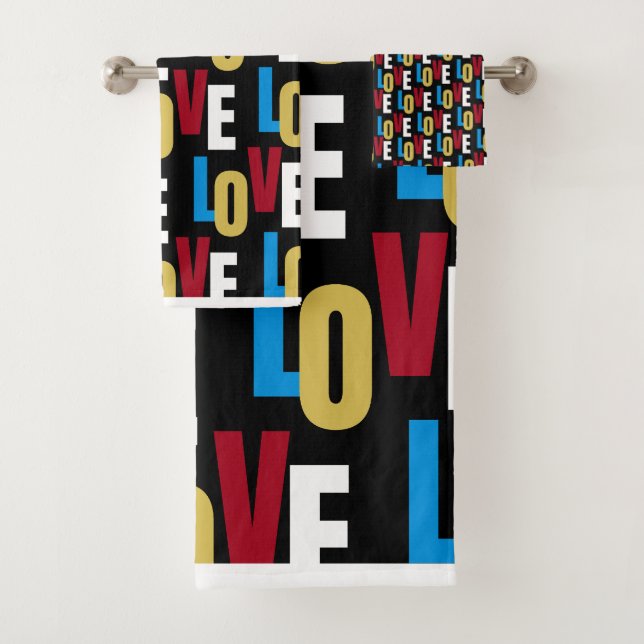 Love word pattern bath towel set (Insitu)