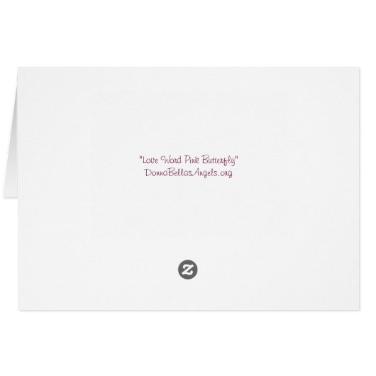 Love Word Pink Butterfly Greeting or Note Cards (Back Horizontal)