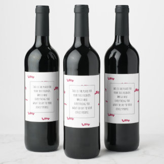 Love word pink minimalistic pattern watercolor  wine label