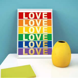 LOVE word rainbow colors gay lesbian flag gold  Foil Prints