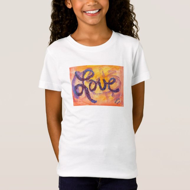 Love Word Sunset Golden Glow Glitter Art T-Shirts (Front)