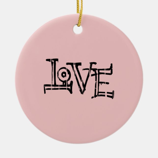 Love word typography ceramic ornament (Front)