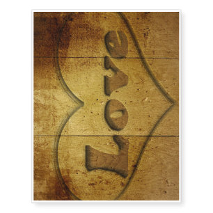 Love word written on wood temporary tattoos