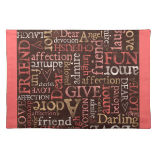 Love Words Brown & Pink Placemat