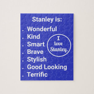 Love & Words in Blue & White Jigsaw Puzzle