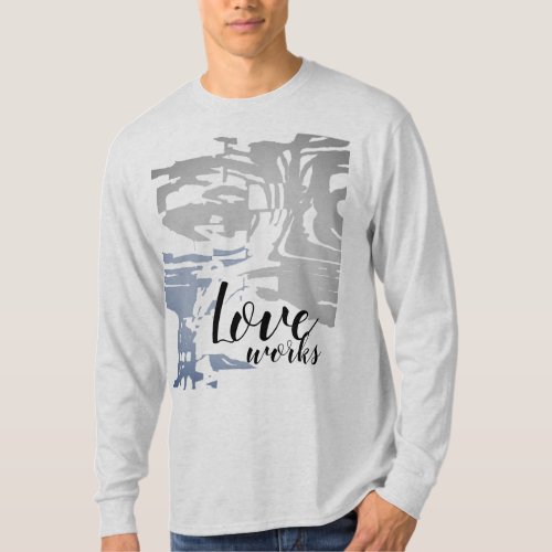 Love works Gray Blue Batik_like Island Pattern T_Shirt