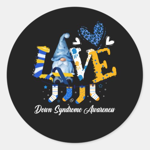 LOVE World Down Syndrome Day Awareness Leopard Gno Classic Round Sticker