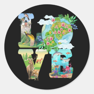 Love World Earth Day 2022 Planet Environmental Classic Round Sticker