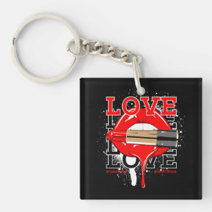 love worldwide streetwear lips vintage fashion keychain