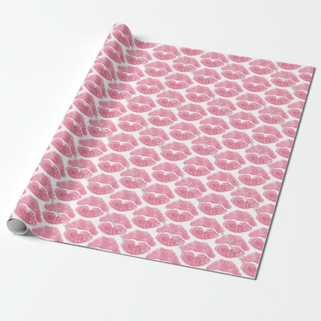 Love Wrapping Paper Kisses Personalized Gift Paper (Unrolled)