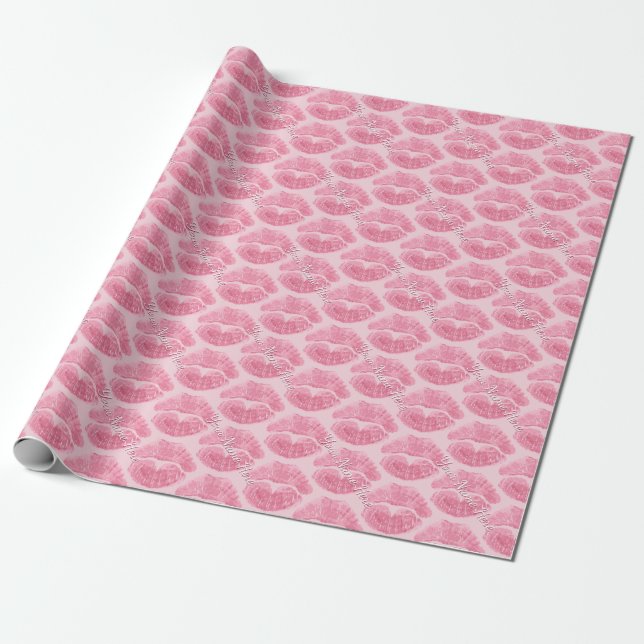 Love Wrapping Paper Kisses Personalized Gift Paper (Unrolled)