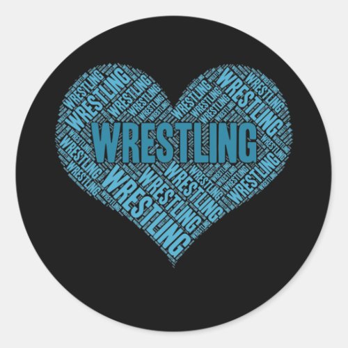 Love Wrestling Dad word cloud heart  Classic Round Sticker