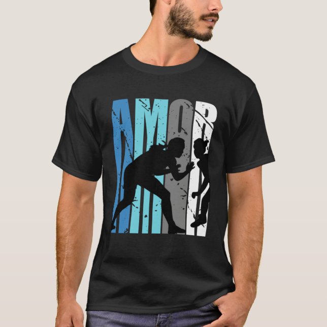 Love Wrestling Motivating Amor Text Words In Retro T-Shirt (Front)