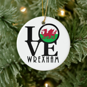 LOVE Wrexham Wales Ceramic Ornament