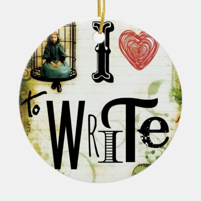 Love Writing Ceramic Ornament (Front)